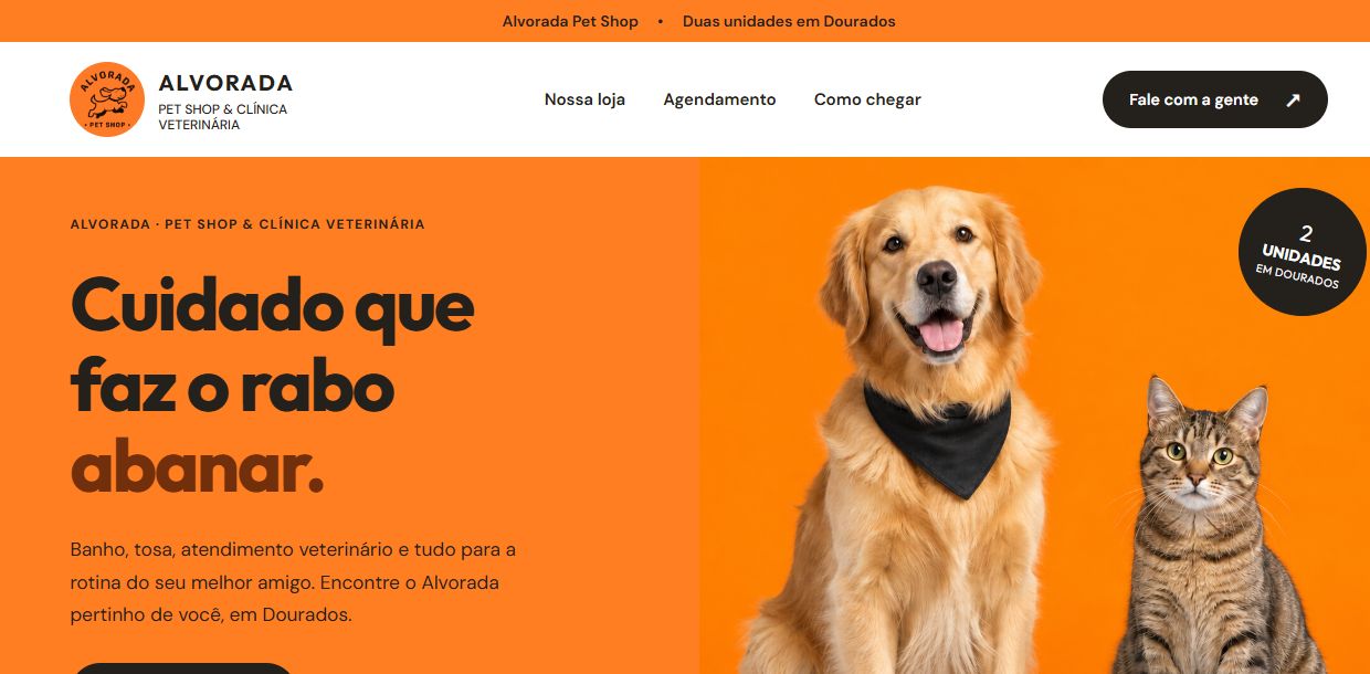 Página inicial do site Alvorada Pet Shop